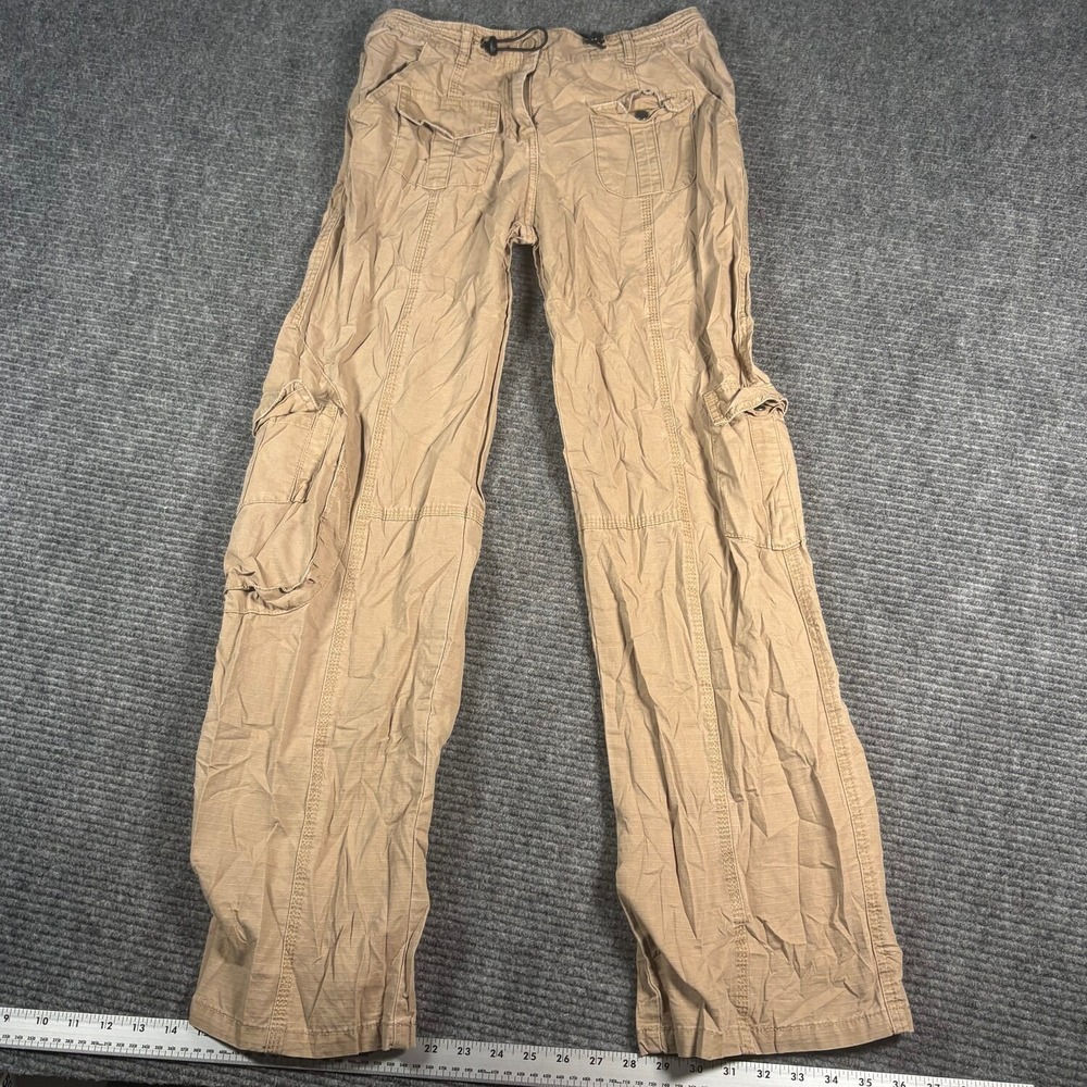John Galt Cargo Pants Womens One Size Tan Excellent Y2K Ripstop Wide Leg